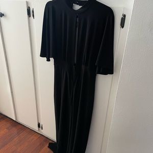 Plunge front & back wide leg jumpsuit